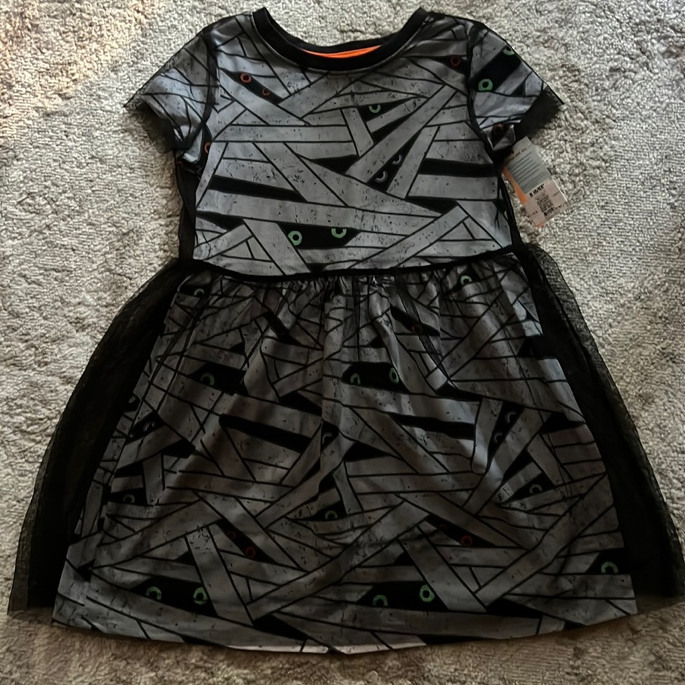 Cat & Jack Halloween Dress Black Tulle Mummies Mummy NWT